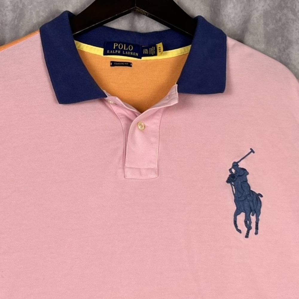 Polo Ralph Lauren Men's XXL Pink Orange Classic Fit Polo Shirt Cotton